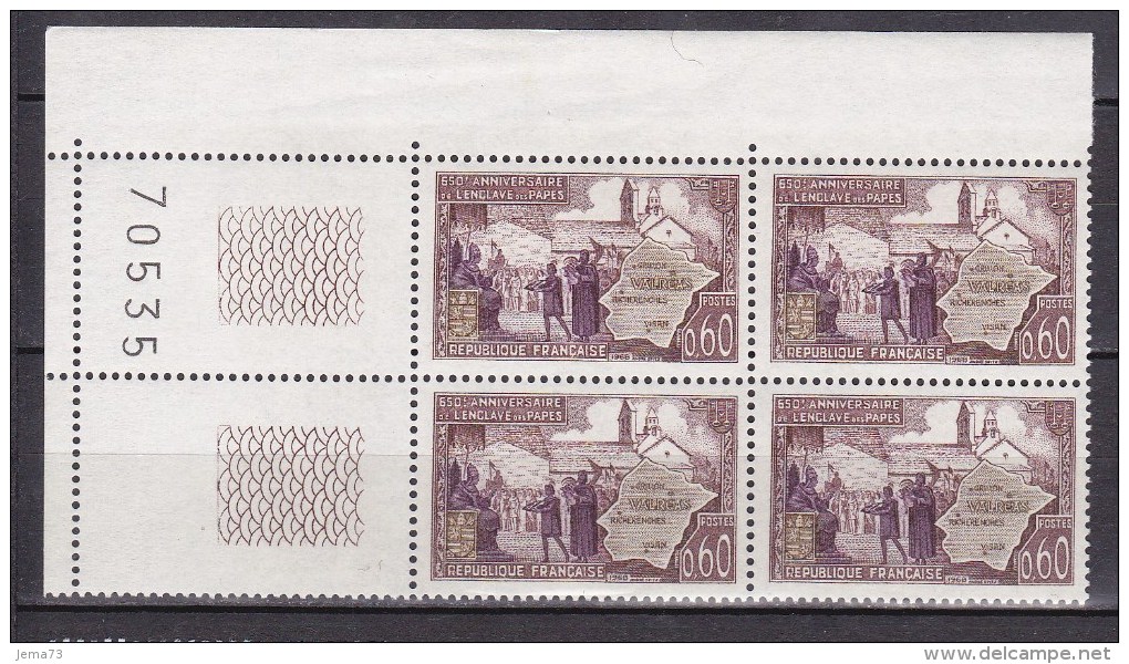 N° 1562  650ème Anniversaire De L' Enclave Papale De Valréas: Bloc De 4 Timbres Neuf - Neufs