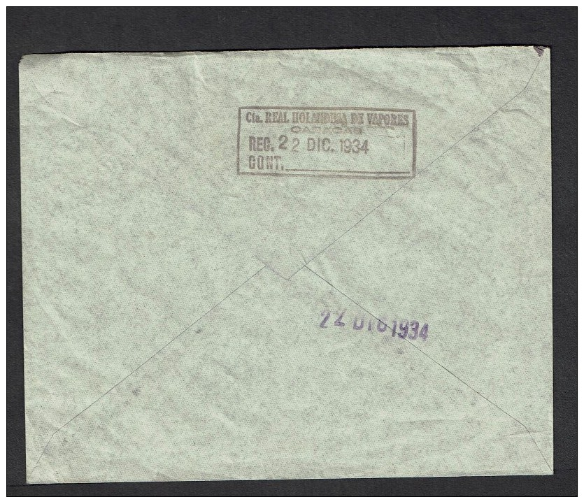 Nederland 1934  KLM Kerstpostvlucht Amsterdam-Caracas  (2 Scans) - Airmail