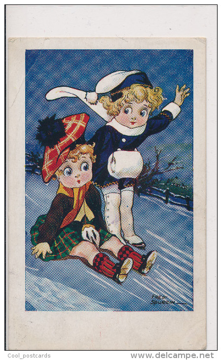 FRED SPURGIN, CHILDREN, LOVING COUPLE IN SNOW, EX Cond. PC, Mailed 1921 - Spurgin, Fred