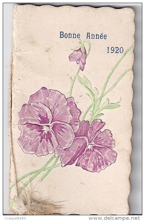 BONNE ANNEE 1920    PENSEES ROSES  5X9CM   CARNET 7 FEUILLES - Petit Format : 1901-20