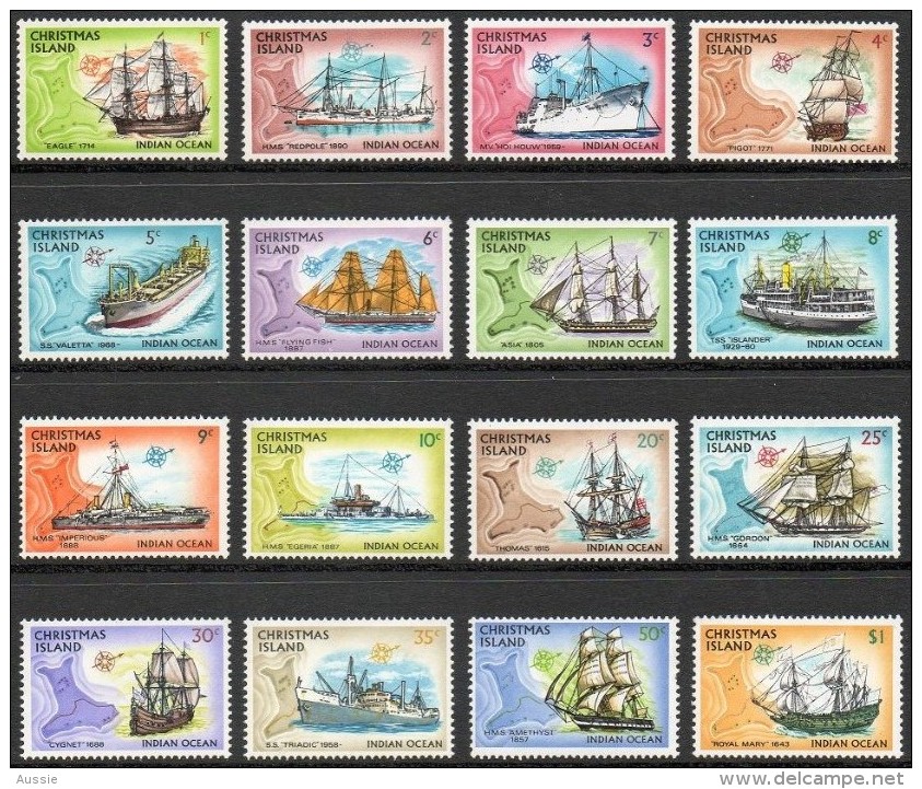 Christmas Islands 1972-1973 Yvertn° 39-54 *** MNH  Cote 17,50 Euro Bateaux Boten Ships - Christmas Island