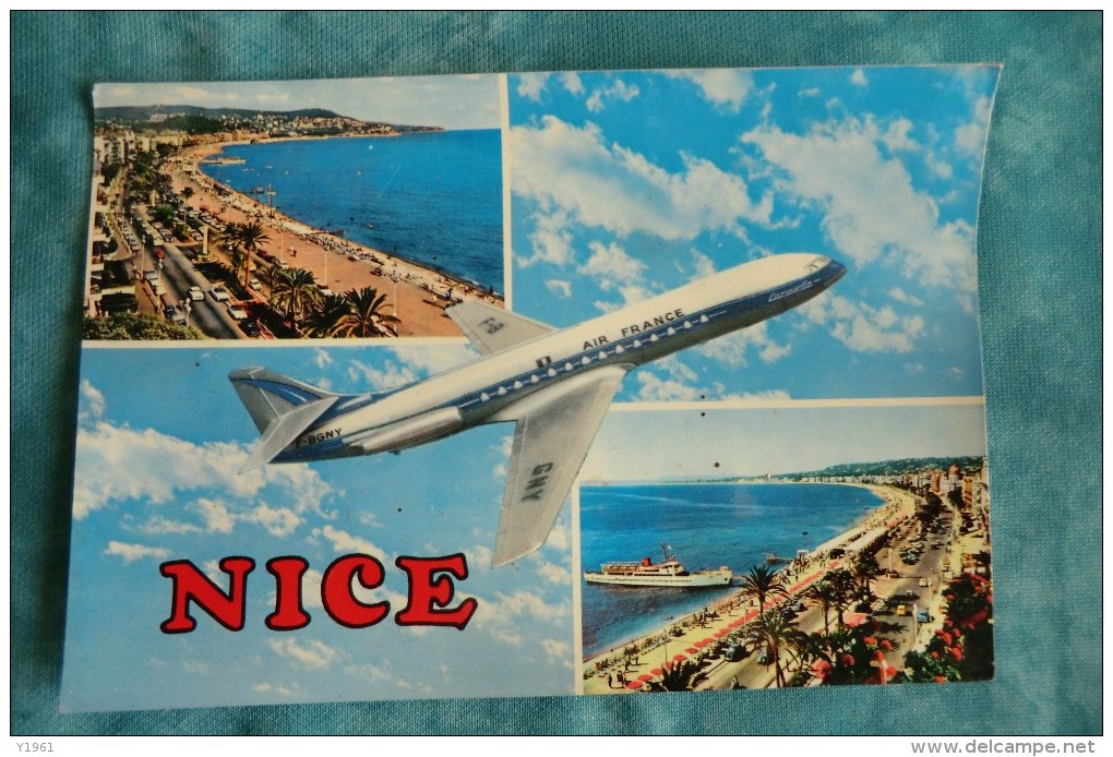 CPA AVION. Caravelle Au Dessus De Nice. Compagnie AIR FRANCE. - 1946-....: Ere Moderne