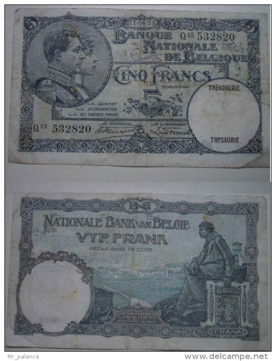 Mr_p> BELGIE / BELGIQUE - BANQUE NATIONALE De BELGIQUE - 5 FRANCS (11 / 04 / 1931) - ALBERT I - 5 Francs