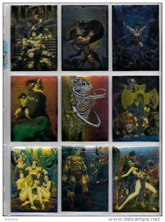 LOT OU SERIE INCOMPLETE DE 88/90 CARTES TRADING CARDS CHROMIUM CONAN DE 1995 EN PARFAIT ETAT (20 PHOTOS)