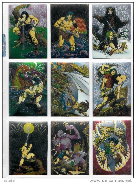 LOT OU SERIE INCOMPLETE DE 88/90 CARTES TRADING CARDS CHROMIUM CONAN DE 1995 EN PARFAIT ETAT (20 PHOTOS)