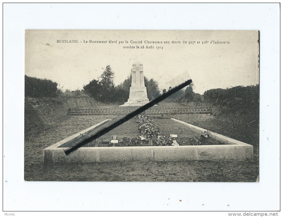 CPA  - Moislains - Le Monument élevé Par Le Comité Charentais Aux Morts Du 307e Et 308e D'Infanterie - Moislains