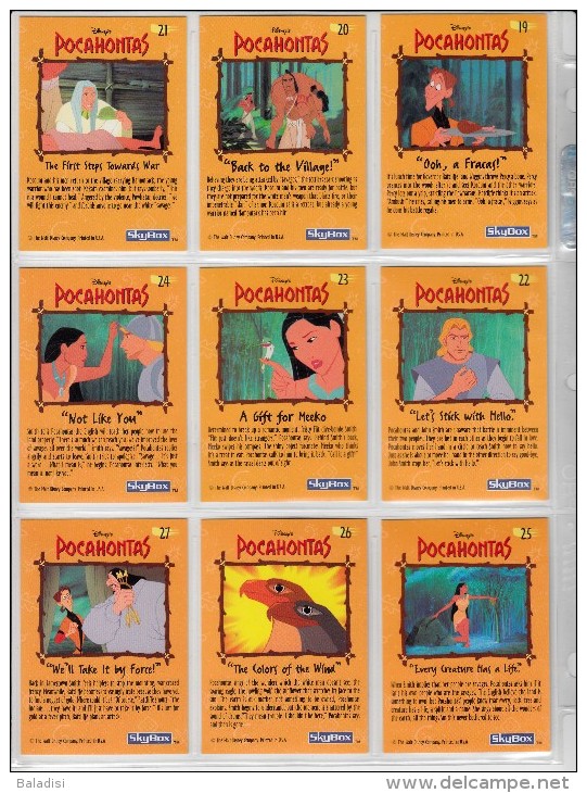 LOT OU SERIE INCOMPLETE DE 96/102 CARTES TRADING CARDS POCAHONTAS DE 1995 EN PARFAIT ETAT (24 PHOTOS)