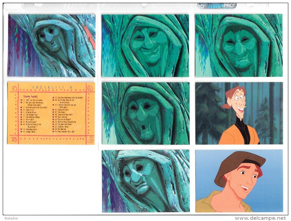 LOT OU SERIE INCOMPLETE DE 96/102 CARTES TRADING CARDS POCAHONTAS DE 1995 EN PARFAIT ETAT (24 PHOTOS)