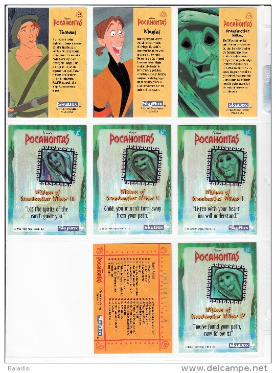LOT OU SERIE INCOMPLETE DE 96/102 CARTES TRADING CARDS POCAHONTAS DE 1995 EN PARFAIT ETAT (24 PHOTOS)