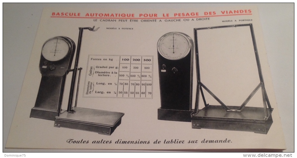 Brochure Weber Père & Fils Villeurbanne Manufacture D'instruments De Pesage - Bascules Automatiques De 20 à 5000 Kg - Other & Unclassified