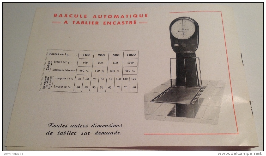 Brochure Weber Père & Fils Villeurbanne Manufacture d'instruments de pesage - Bascules automatiques de 20 à 5000 kg