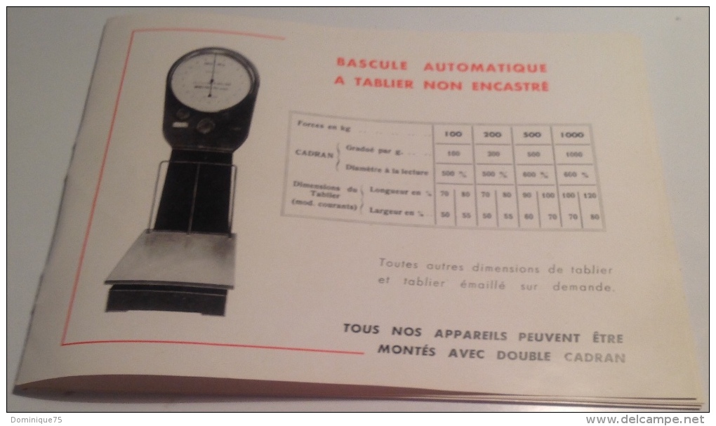 Brochure Weber Père & Fils Villeurbanne Manufacture d'instruments de pesage - Bascules automatiques de 20 à 5000 kg