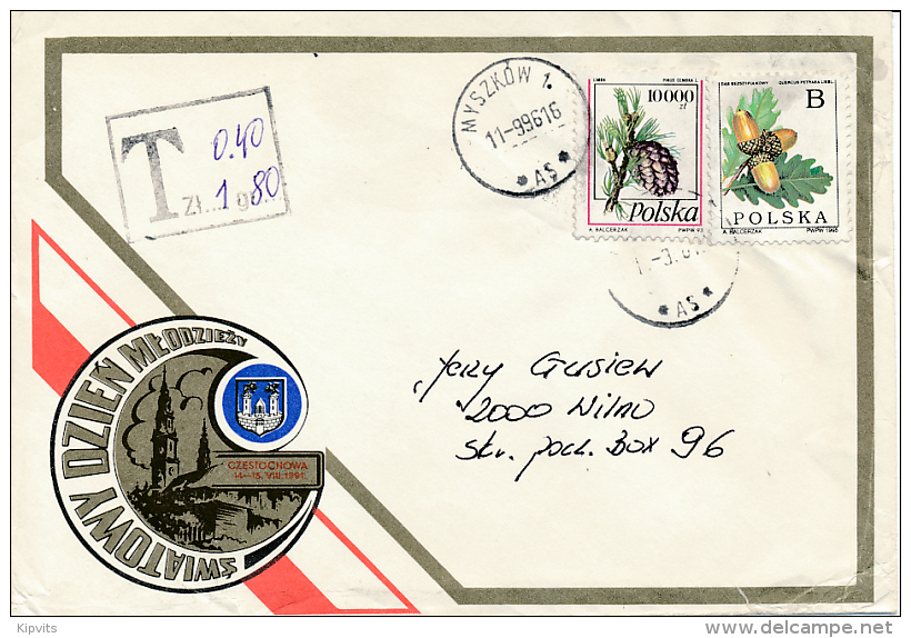 Postage Due Porto Multiple Stamps Cover - 11 September 1996 To Lithuania NVI Pine Oak Tree - Briefe U. Dokumente