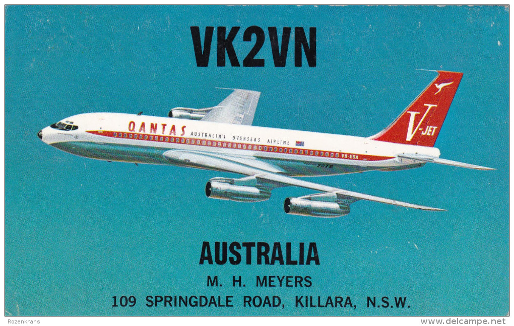 QSL Card Amateur Radio CB 8 December 1965 Qantas Empire Airways Australia Aviation Airplane Boeing 707 V Jet - Radio Amateur