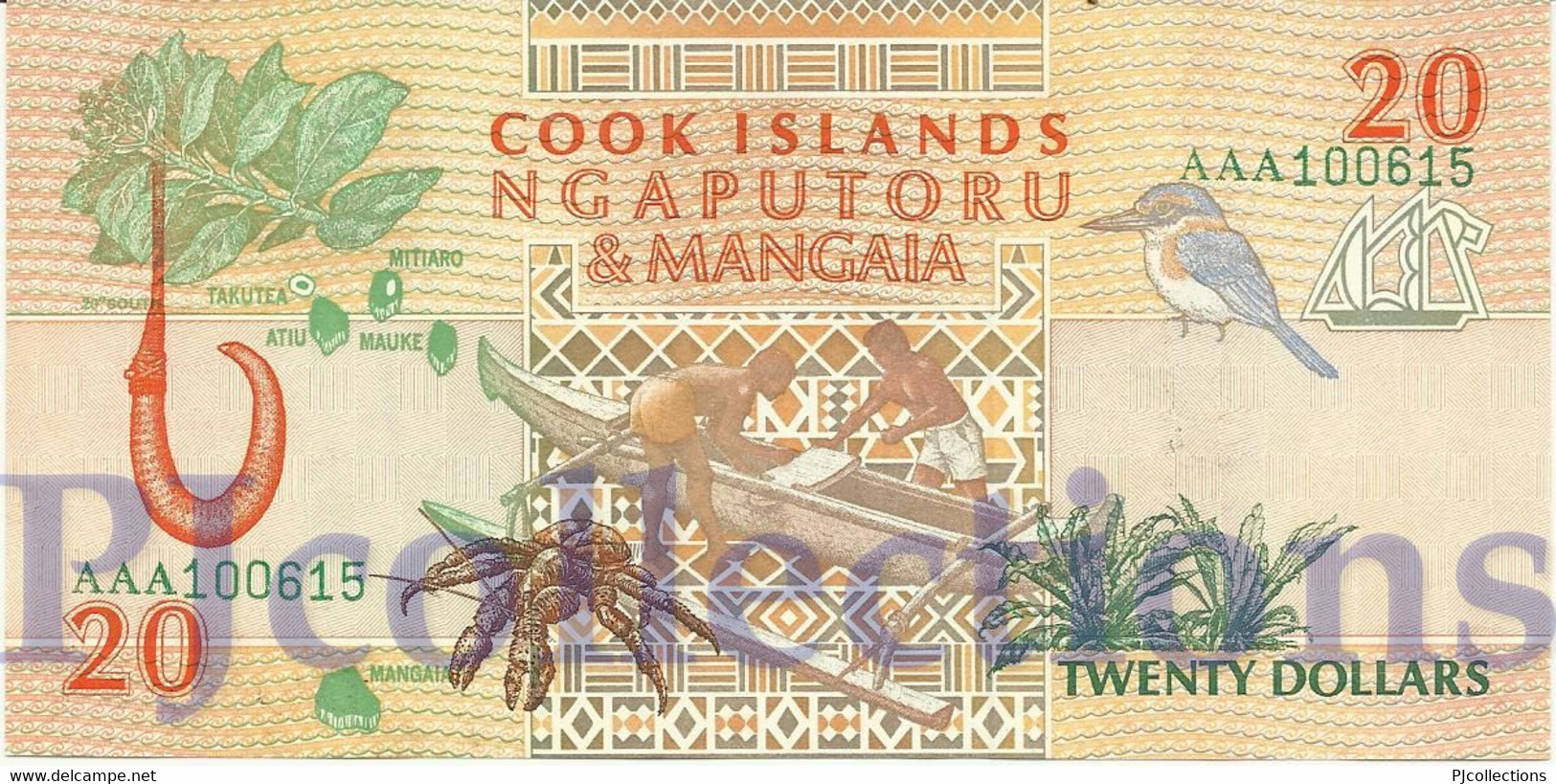 COOK ISLANDS 20 DOLLARS 1992 PICK 9a UNC PREFIX "AAA" - Cook