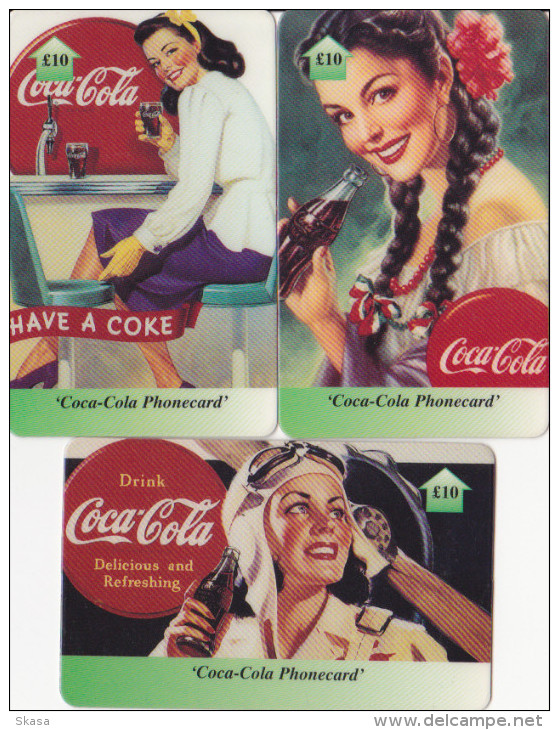 3 Prépayées UK Royaume Uni, Coca-Cola Old Theme £10, By PPS Ltd - Autres & Non Classés