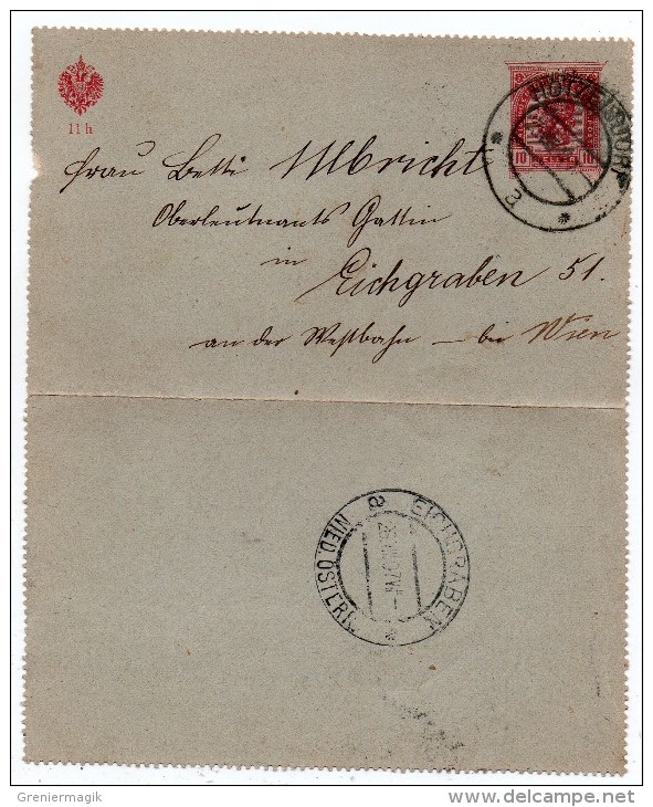 Entier Postal Sur Carte Lettre Autriche 1907 - 10 Heller (Hotzelsdorf à Eichgraben - Wien) - Autres & Non Classés