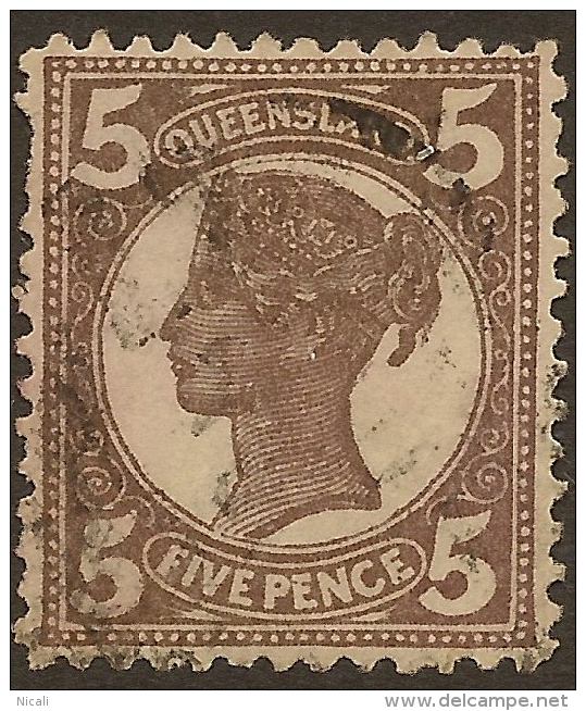 QUEENSLAND 1897 5d Dull Brown QV SG 247 U #QY155 - Used Stamps