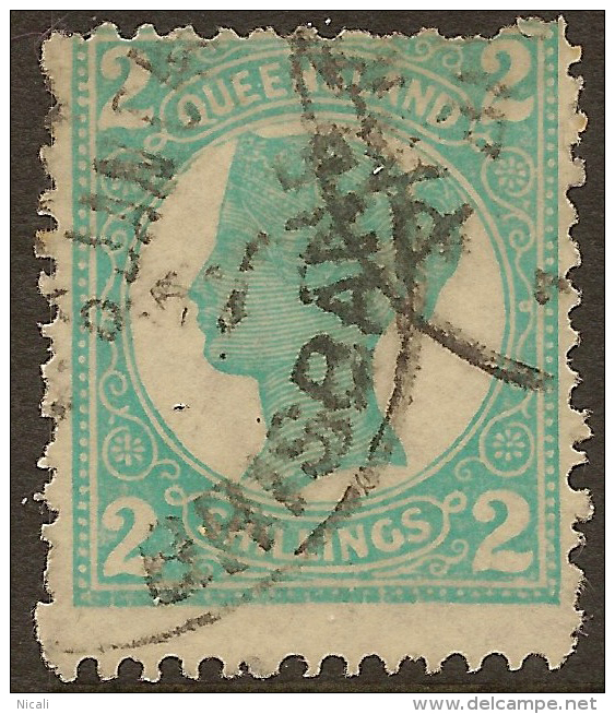 QUEENSLAND 1897 2/- Turquoise QV SG 254 U #QY161 - Oblitérés