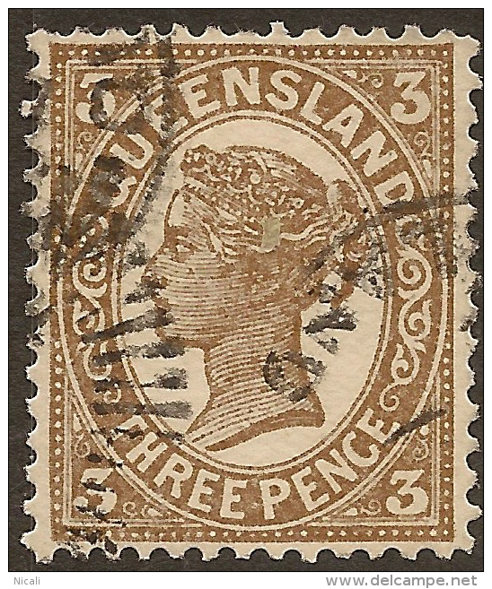 QUEENSLAND 1907 3d Pale Brown QV SG 291 U #QY171 - Used Stamps