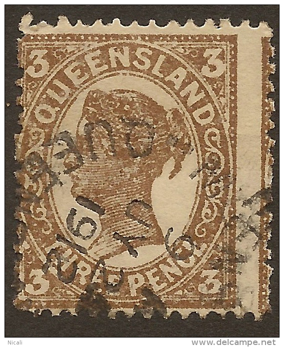 QUEENSLAND 1907 3d Pale Brown QV SG 291 U #QY168 - Used Stamps