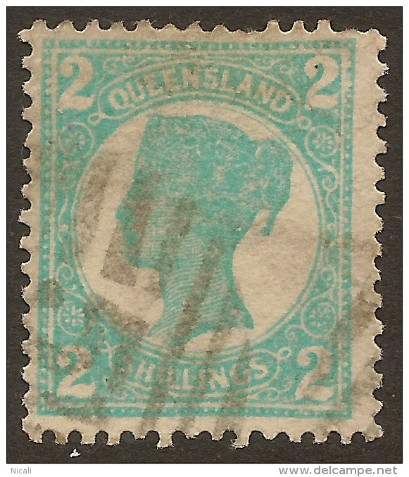 QUEENSLAND 1907 2/- Turquoise QV SG 300 U #QY178 - Oblitérés