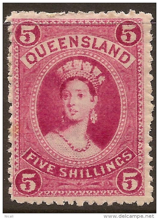 QUEENSLAND 1882 5/- Rose QV SG 163 HM #QY127 - Neufs