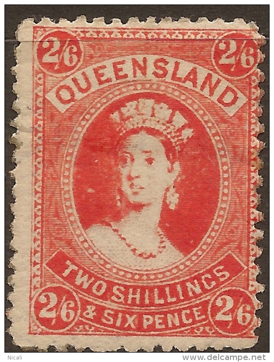 QUEENSLAND 1882 2/6 Vermilion QV SG 162 HM #QY126 - Mint Stamps