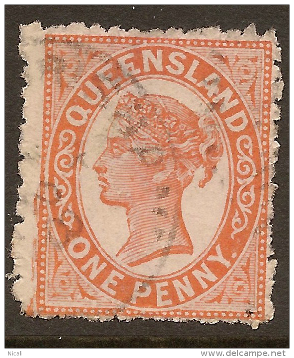 QUEENSLAND 1895 1d Red P12 QV SG 217 U #QY142 - Used Stamps