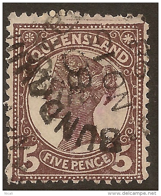 QUEENSLAND 1895 5d Purple QV SG 215 U #QY138 - Used Stamps