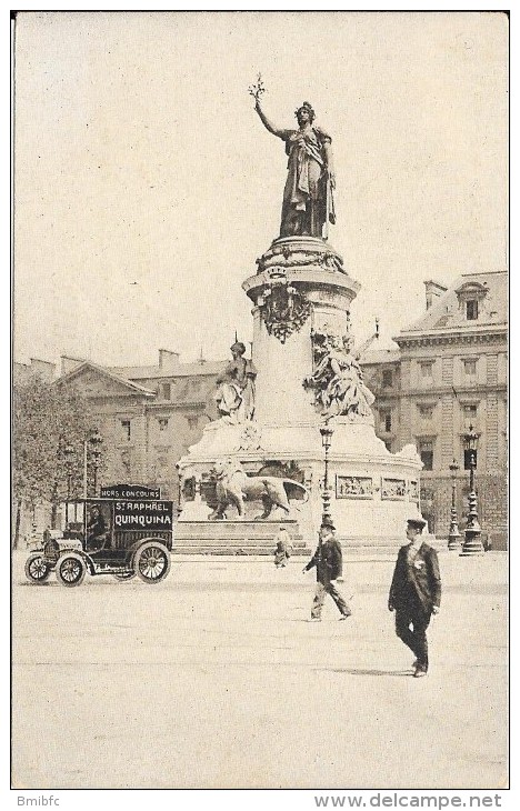 Paris Statue De La République (belle Pub Voiture St Raphaël-Quinquina) - Statues