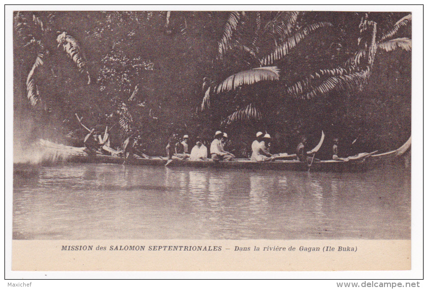 Mission Des Salomon Septentrionales - Sur La Rivière De Gagan (Ile Buka), Les Missionnaires En Visite - Islas Salomon