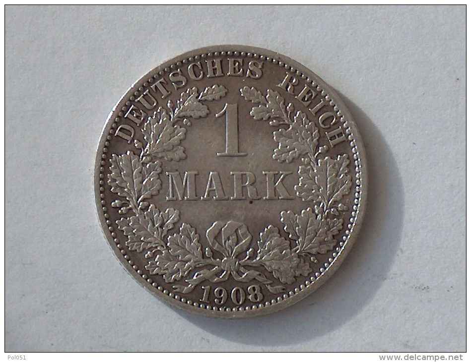 ALLEMAGNE 1 MARK 1908 A ARGENT SILVER Germany Deutschland Ein - 1 Mark