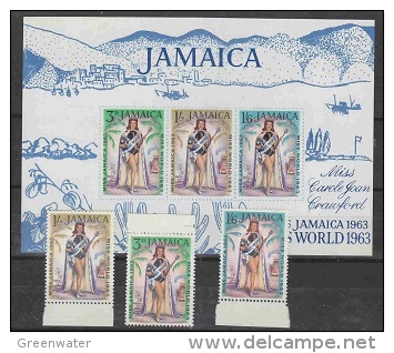 Jamaica 1963 Miss World 3v + M/s ** Mnh (26459A) - Jamaica (1962-...)