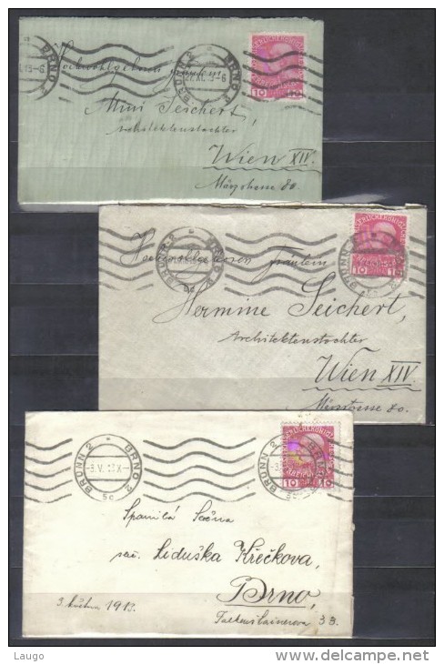 Czechoslovakia 3 Covers Posted Before 1918 From Brno 2  - Brunn 2 - ...-1918 Voorfilatelie