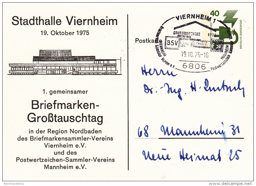 PP 69/23 Briefmarken-Großtauschtag - Stadthalle Viernheim 1975, Viernheim1 - Enveloppes Privées - Oblitérées