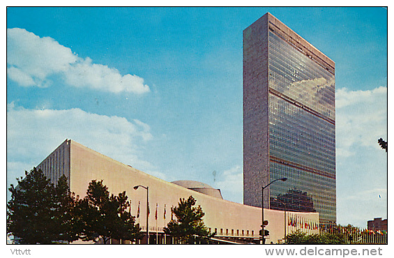 ETATS-UNIS, NEW-YORK : United Nations Headquarters (circulée, 1963) Stamp, Timbre, Cachet New-York (2 Scans) - Andere Monumenten & Gebouwen