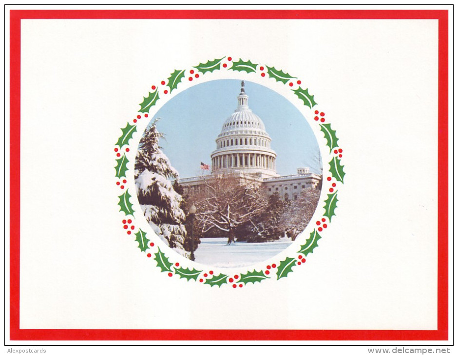 MERRY CHRISTMAS! THE CAPITOL BUILDING AT WINTER, WASHINGTON, D.C. Used Double Postcard (USA) - Autres & Non Classés