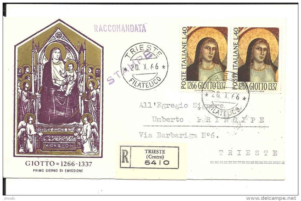 Italie  , Lettre  Recommandée 1966 (119/120) - 1961-70: Usati