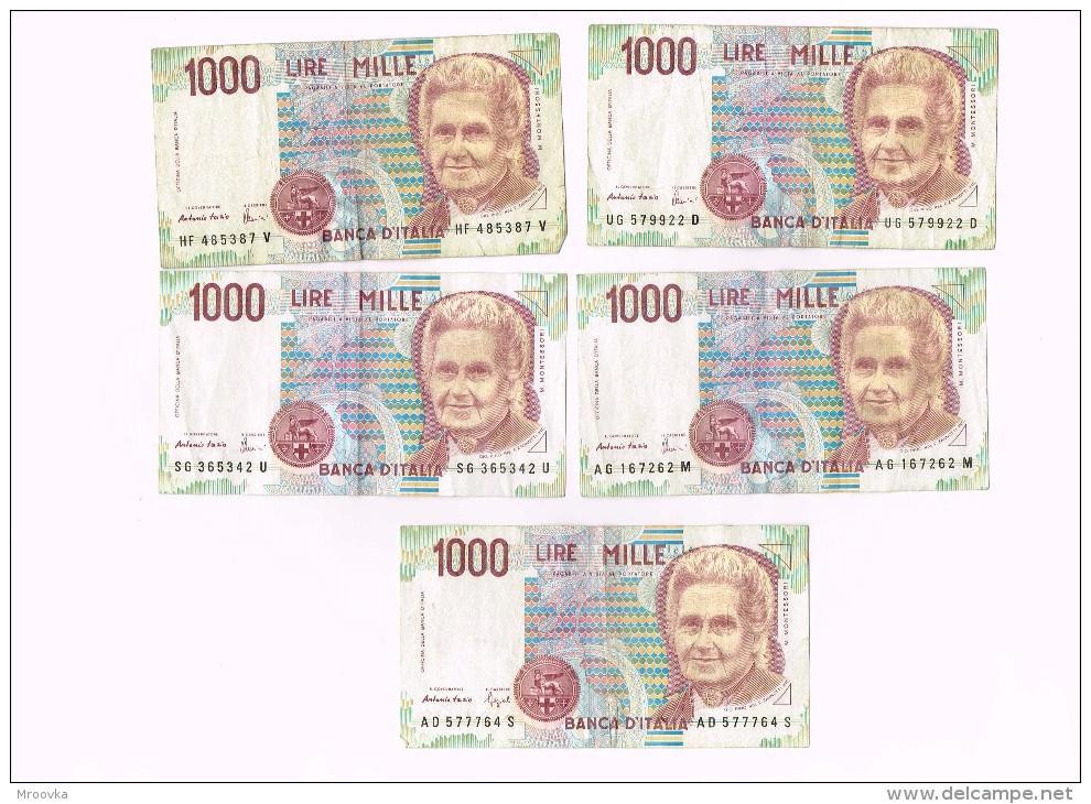 BILLET DE 1000 LIRE  X 5 - Italy - Italia - Otros & Sin Clasificación