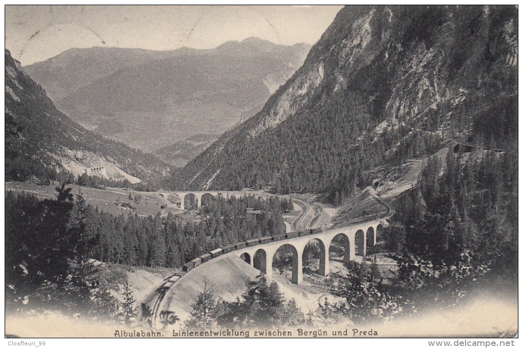 Albula-Bahn Mit Dem Zug ( Zwei Karten / Albula-Viaduct /Stempel Rondellen 31.7.04 Und St-Gallen 1.8.04 - Other & Unclassified