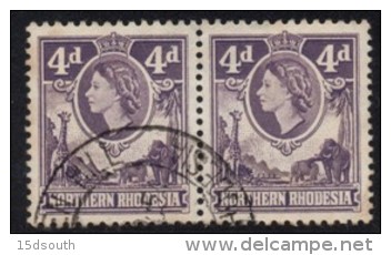 Northern Rhodesia - 1953 QEII 4d Pair (o) # SG 66 - Northern Rhodesia (...-1963)