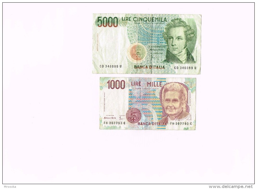 Italy 5000 LIRE CINQUEMILA V.BELLINI 1985- 1000 Lire Mille 1990   - Italia - Other & Unclassified