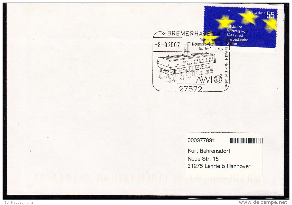 ANTARCTIC,GERMANY, " Vorstellung Neumayer-Station".Sonderstpl. 8.9.2007, Siehe Scan !! 25.11-35 - Estaciones Científicas Y Estaciones Del Ártico A La Deriva