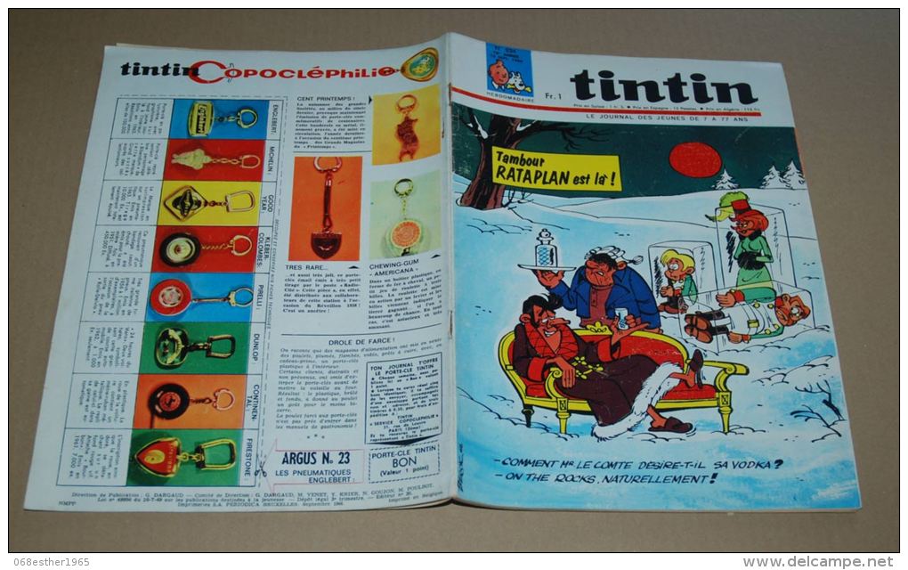 Tintin Français N° 934 15/9/66  Couverture Berck, Entre Vierzon Et Aubrais En Train, Tintin Avion Maurane-saulnier - Tintin