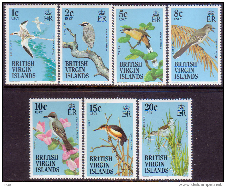 British Virgin Islands 1985 SG #560//68 Part Set MNH OG Birds Of BVI 7 Stamps Of 19 - British Virgin Islands