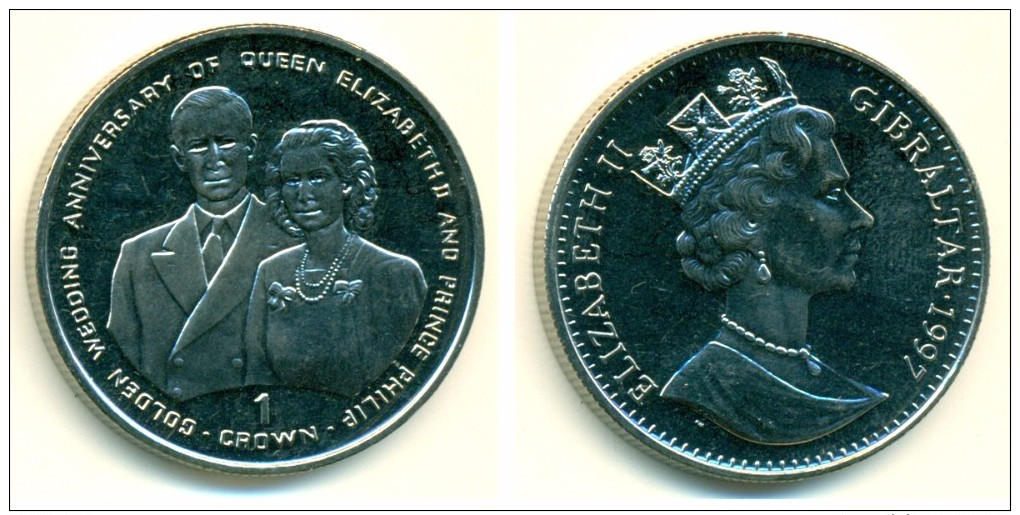 1997 Gibraltar Royal Golden Wedding Anniversary Crown Coin - Gibraltar