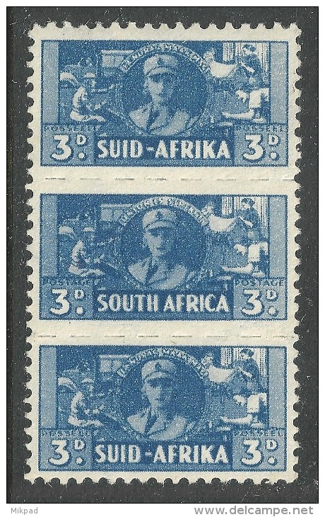 South Africa 1942 3d Triplet SG101 - MLH - Unused Stamps