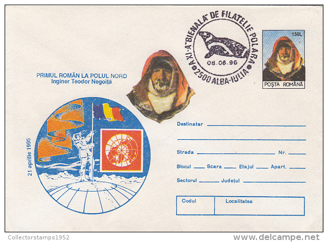 33266- TEODOR NEGOITA, FIRST ROMANIAN AT NORTH POLE, SEAL, COVER STATIONERY 1996, ROMANIA - Arctische Expedities