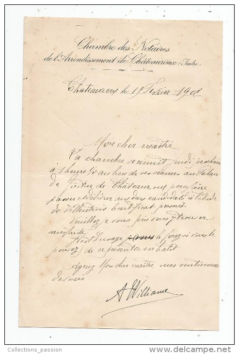 Lettre De La Chambre Des Notaires De L'arrondissement De CHATEAUROUX , Indre , 1902 , 4 Pages ,  Frais Fr : 1.50€ - Andere & Zonder Classificatie